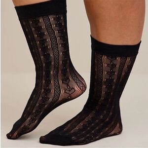 Torrid Black Lace Mesh Crew Socks